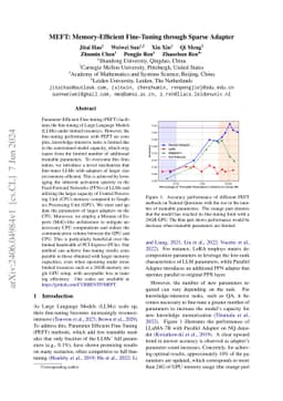 MEFT: Memory-Efficient Fine-Tuning through Sparse Adapter