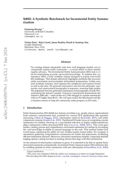 SUMIE: A Synthetic Benchmark for Incremental Entity Summarization