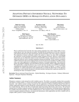 Adapting Physics-Informed Neural Networks to Improve ODE Optimization in Mosquito Population Dynamics