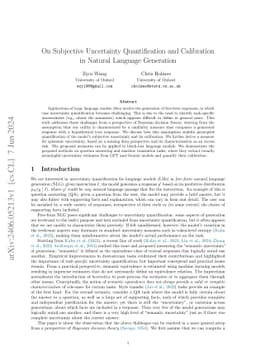 On Subjective Uncertainty Quantification and Calibration in Natural
  Language Generation