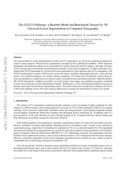 The ULS23 Challenge: a Baseline Model and Benchmark Dataset for 3D
  Universal Lesion Segmentation in Computed Tomography