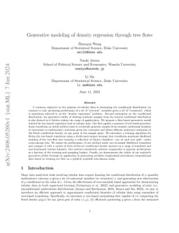 Generative modeling of density regression through tree flows