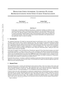 Behavior Structformer: Learning Players Representations with Structured
  Tokenization