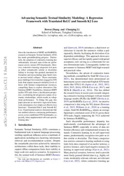 Advancing Semantic Textual Similarity Modeling: A Regression Framework
  with Translated ReLU and Smooth K2 Loss