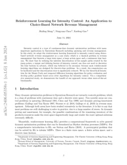Reinforcement Learning for Intensity Control: An Application to
  Choice-Based Network Revenue Management