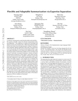 Flexible and Adaptable Summarization via Expertise Separation