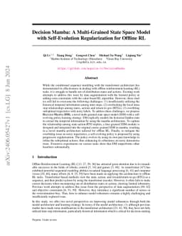 Decision Mamba: A Multi-Grained State Space Model with Self-Evolution Regularization for Offline RL