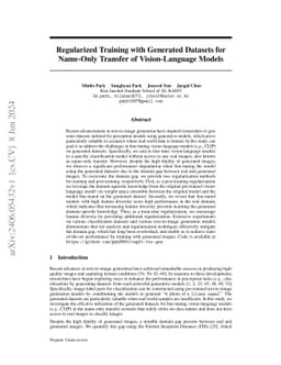 Regularized Training with Generated Datasets for Name-Only Transfer of
  Vision-Language Models