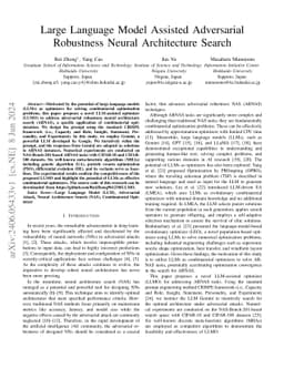 Large Language Model Assisted Adversarial Robustness Neural Architecture
  Search