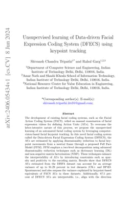 Unsupervised learning of Data-driven Facial Expression Coding System
  (DFECS) using keypoint tracking