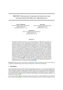PriviFy: Designing Tangible Interfaces for Configuring IoT Privacy
  Preferences