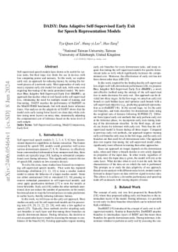 DAISY: Data Adaptive Self-Supervised Early Exit for Speech
  Representation Models