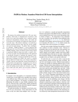 PAPR in Motion: Seamless Point-level 3D Scene Interpolation