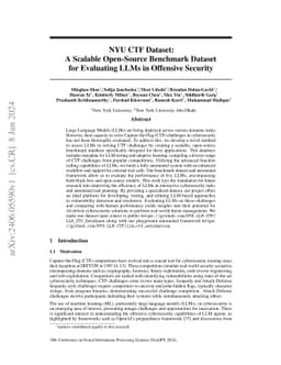 NYU CTF Bench: A Scalable Open-Source Benchmark Dataset for Evaluating LLMs in Offensive Security