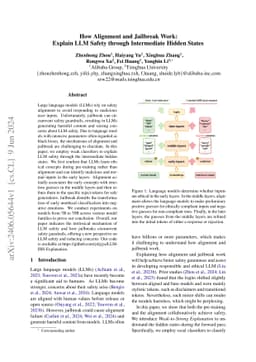 How Alignment and Jailbreak Work: Explain LLM Safety through
  Intermediate Hidden States