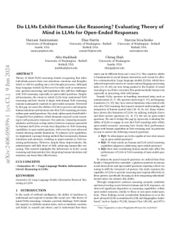 Do LLMs Exhibit Human-Like Reasoning? Evaluating Theory of Mind in LLMs
  for Open-Ended Responses