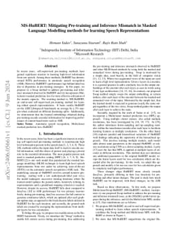 MS-HuBERT: Mitigating Pre-training and Inference Mismatch in Masked Language Modelling methods for learning Speech Representations