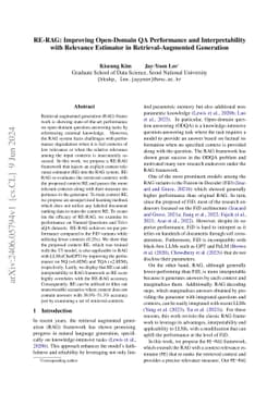 RE-RAG: Improving Open-Domain QA Performance and Interpretability with
  Relevance Estimator in Retrieval-Augmented Generation