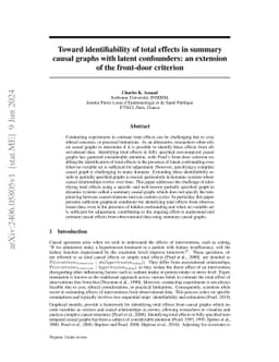Toward identifiability of total effects in summary causal graphs with
  latent confounders: an extension of the front-door criterion