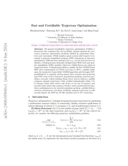 Fast and Certifiable Trajectory Optimization