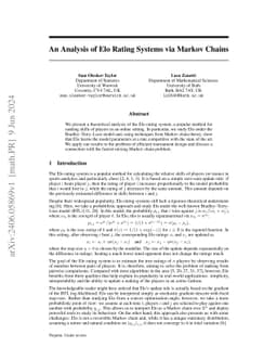 An Analysis of Elo Rating Systems via Markov Chains