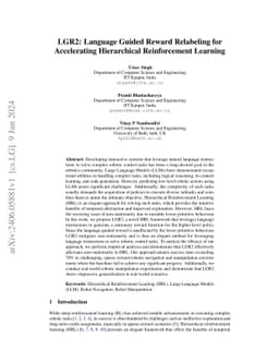 LGR2: Language Guided Reward Relabeling for Accelerating Hierarchical Reinforcement Learning