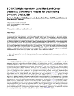 BD-SAT: High-resolution Land Use Land Cover Dataset & Benchmark Results
  for Developing Division: Dhaka, BD