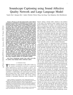 Soundscape Captioning using Sound Affective Quality Network and Large
  Language Model