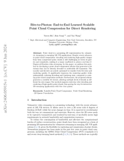 Bits-to-Photon: End-to-End Learned Scalable Point Cloud Compression for
  Direct Rendering