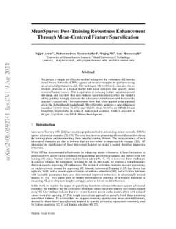 MeanSparse: Post-Training Robustness Enhancement Through Mean-Centered
  Feature Sparsification