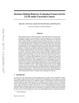 Decision-Making Behavior Evaluation Framework for LLMs under Uncertain
  Context