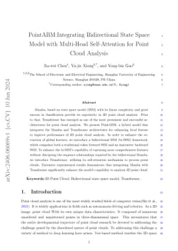 PointABM:Integrating Bidirectional State Space Model with Multi-Head
  Self-Attention for Point Cloud Analysis