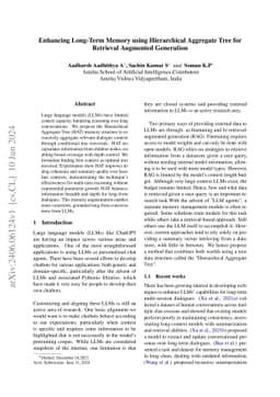 Enhancing Long-Term Memory using Hierarchical Aggregate Tree for
  Retrieval Augmented Generation