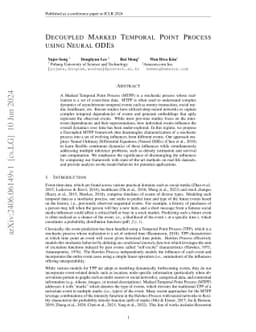 Decoupled Marked Temporal Point Process using Neural Ordinary
  Differential Equations