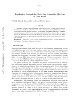 Topological Analysis for Detecting Anomalies (TADA) in Time Series