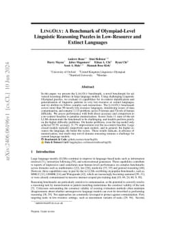 LINGOLY: A Benchmark of Olympiad-Level Linguistic Reasoning Puzzles in
  Low-Resource and Extinct Languages
