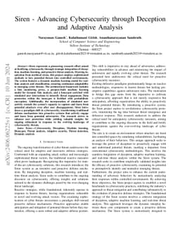Siren -- Advancing Cybersecurity through Deception and Adaptive Analysis