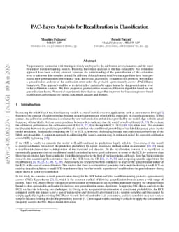 PAC-Bayes Analysis for Recalibration in Classification