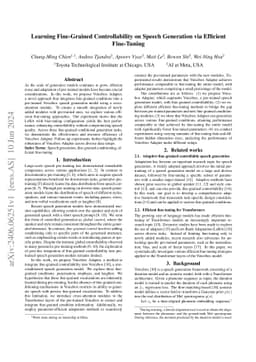 Learning Fine-Grained Controllability on Speech Generation via Efficient
  Fine-Tuning