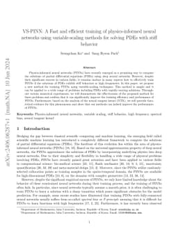 VS-PINN: A fast and efficient training of physics-informed neural
  networks using variable-scaling methods for solving PDEs with stiff behavior