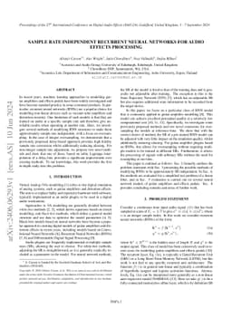 Sample Rate Independent Recurrent Neural Networks for Audio Effects
  Processing