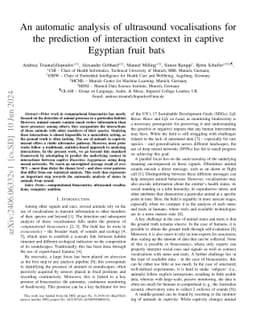 An automatic analysis of ultrasound vocalisations for the prediction of
  interaction context in captive Egyptian fruit bats
