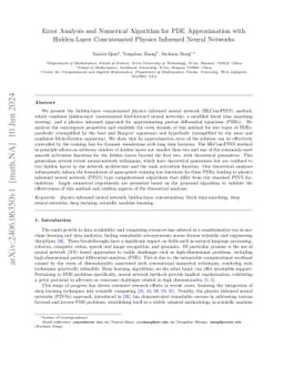Error Analysis and Numerical Algorithm for PDE Approximation with
  Hidden-Layer Concatenated Physics Informed Neural Networks