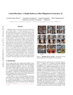 Latent Directions: A Simple Pathway to Bias Mitigation in Generative AI