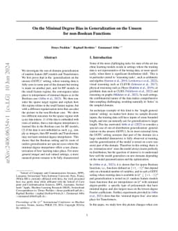On the Minimal Degree Bias in Generalization on the Unseen for
  non-Boolean Functions