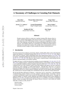 A Taxonomy of Challenges to Curating Fair Datasets