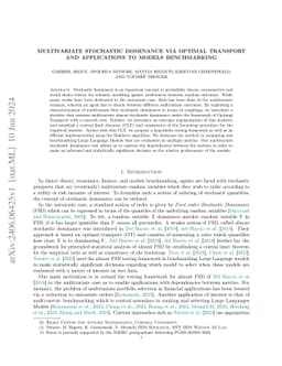 Multivariate Stochastic Dominance via Optimal Transport and Applications
  to Models Benchmarking
