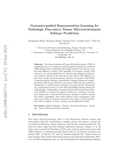 Genomics-guided Representation Learning for Pathologic Pan-cancer Tumor
  Microenvironment Subtype Prediction