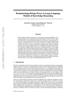 Brainstorming Brings Power to Large Language Models of Knowledge
  Reasoning