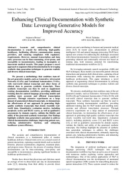 Enhancing Clinical Documentation with Synthetic Data: Leveraging
  Generative Models for Improved Accuracy
